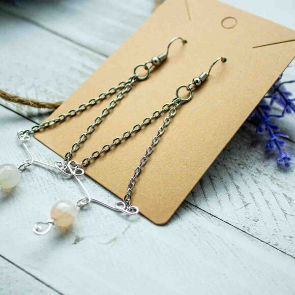 Triangle Chain Dangle Earrings with Stainless Steel Chain - Picture 2 of 13